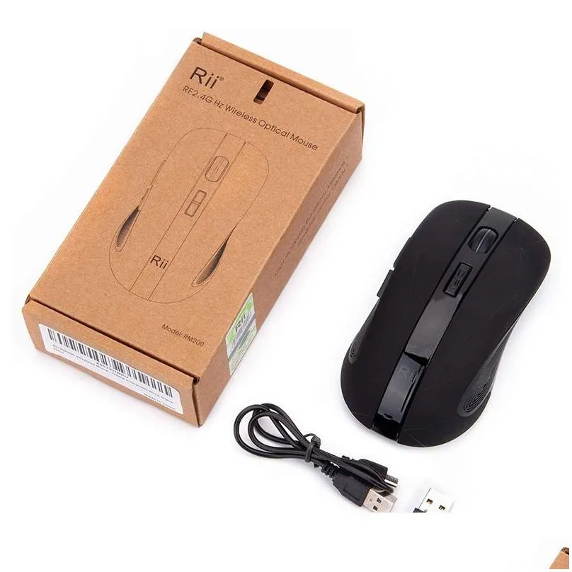 Rii RM200 24G USB wireless mouse can be charged 3 adjustable DPI levels suitable for laptops PCs and computers4639883