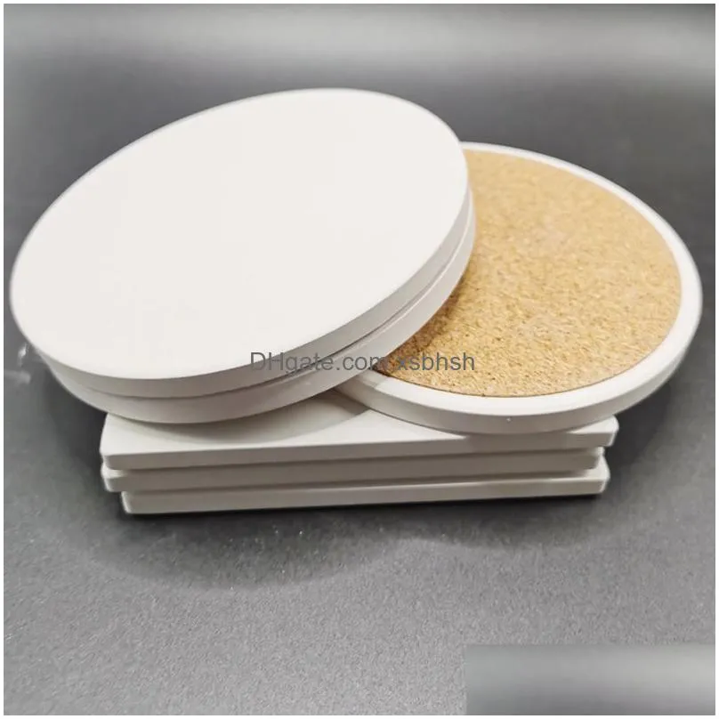 sublimation blanks coaster with cork backing pads square round shaped absorbent blank ceramic stone coasters