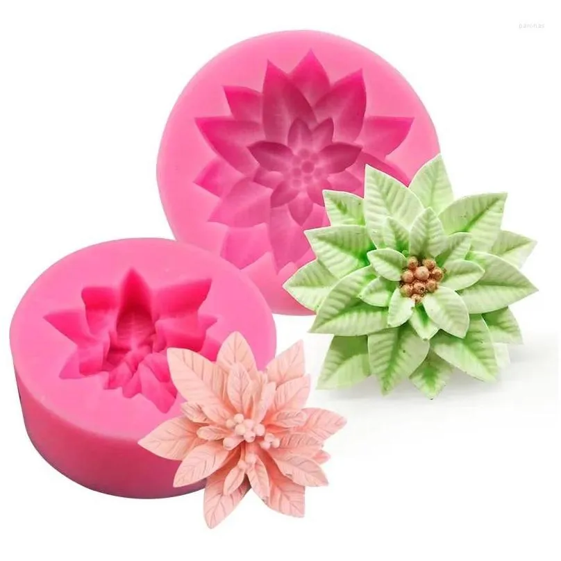 Baking Moulds Christmas Holly Leaf Silicone Mold Dessert Cake Lace Decoration DIY Chocolate Pastry Fondant Resin Kitchen Tool