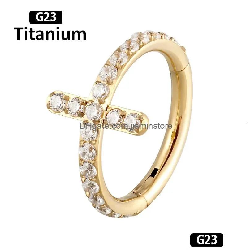Nose Rings & Studs Nose Rings Studs G23 Piercing High Quality Cz Zircon Earrings Fashion Body Jewelry 16G Septum 230325 Drop Delivery Dhiol