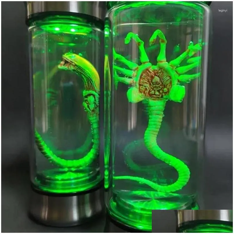 Decorative Figurines Alien Glow Jar Xenomorph Specimen Facehugger Embryo Glass Movie Prop Home Decor Desktop Crafts Sculpture