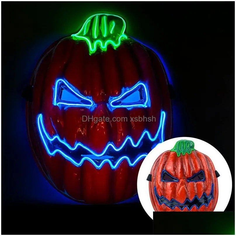 halloween pumpkin light up mask el wire scary masks for halloween festival party costume cosplay decoration