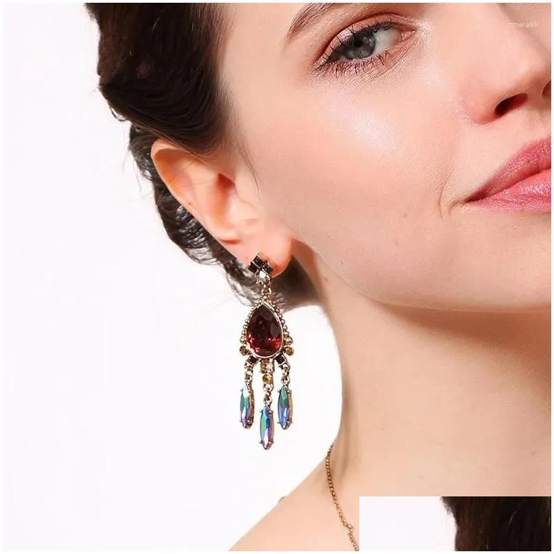 Dangle Earrings 2 Colors Black & Red Waterdrop Gift Jewelry Women Fashion Vintage Brincos