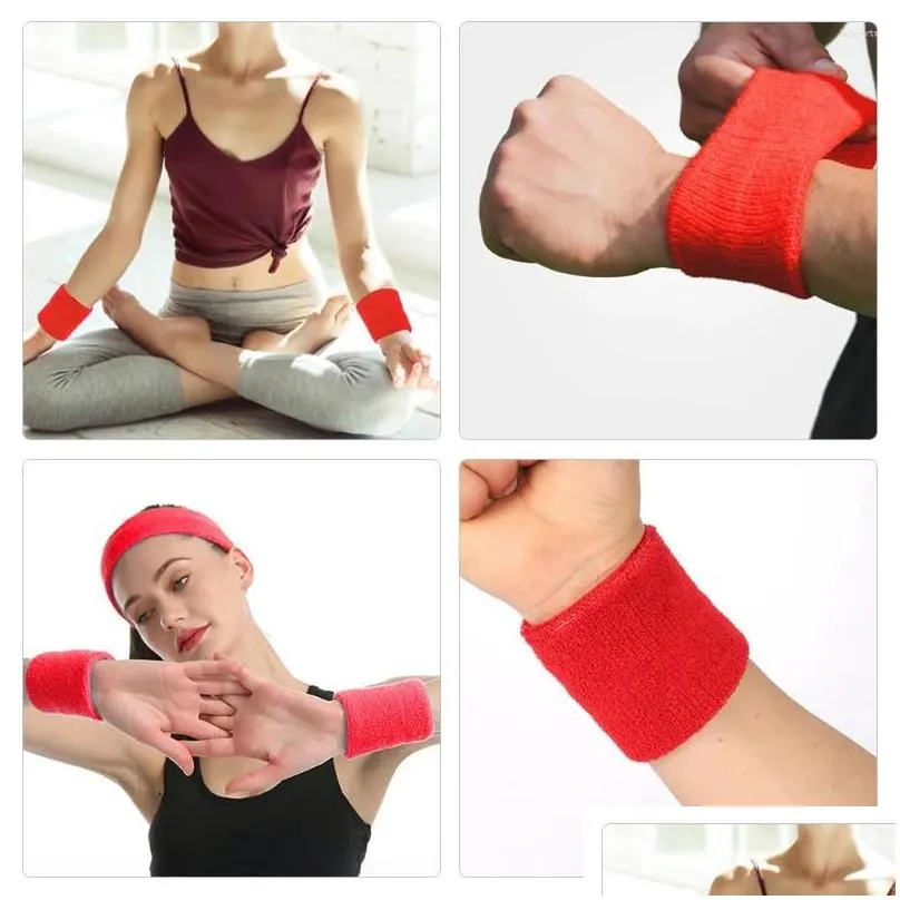 Wrist Support 2Pcs Sweat Bands Sports Wristbands Braces Stretchy Workout