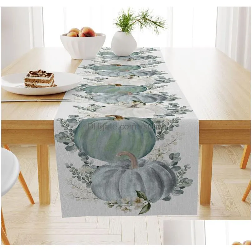 thanksgiving table runner 33x183cm seasonal fall harvest vintage kitchen dining table decoration for indoor outdoor home party decor