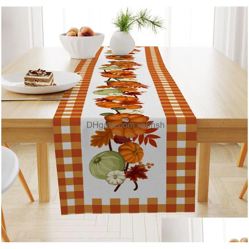 thanksgiving table runner 33x183cm seasonal fall harvest vintage kitchen dining table decoration for indoor outdoor home party decor