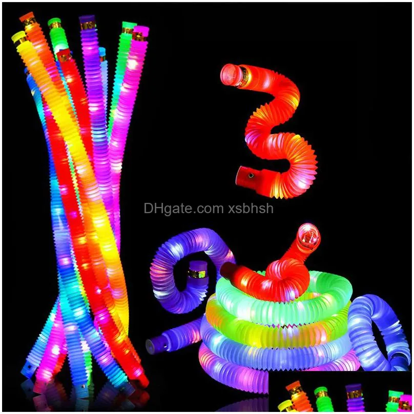 diy luminous  tubes led fluorescent color retractable plastic tube kids sensory toys adults child stress relieve squeeze toy