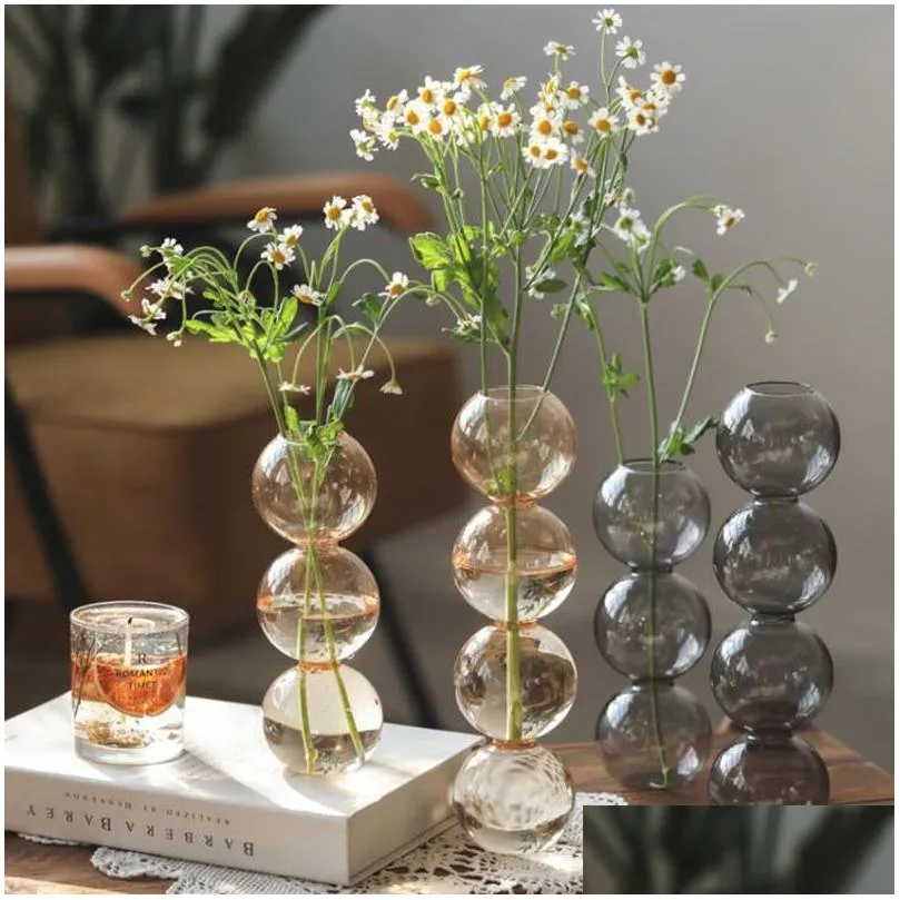 Glass Vase Home Decor Small Vase Room Decor Flower Vases Home Decoration Accessories Wedding Decoration Hydroponic Plant Pot 220518