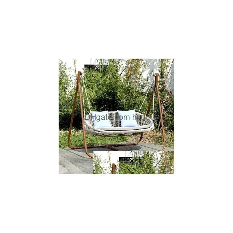 camp furniture outdoor swing simple waterproof sunscreen courtyard hanging blue sunshade nordic balcony rocking chair leisure