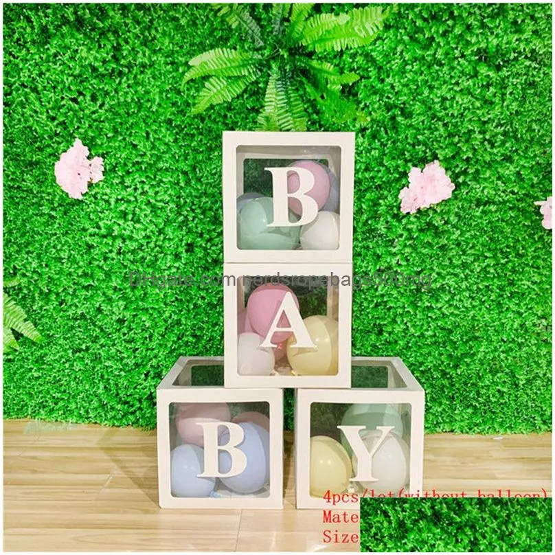 Gift Wrap 4Pcs Clear Cardboard Cube Box Plastic Balloon Gift Baby Shower Paper Bag Party Favor Candy Dragee Cake Wedding Packaging7709 Otwlv