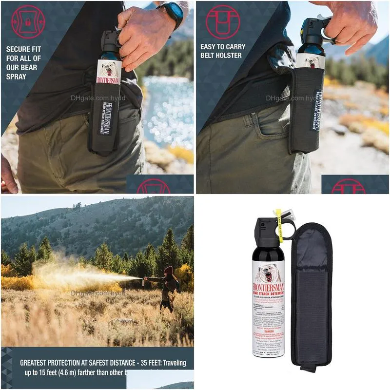 sabre frontiersman 9 2 oz bear spray with belt holster a compass