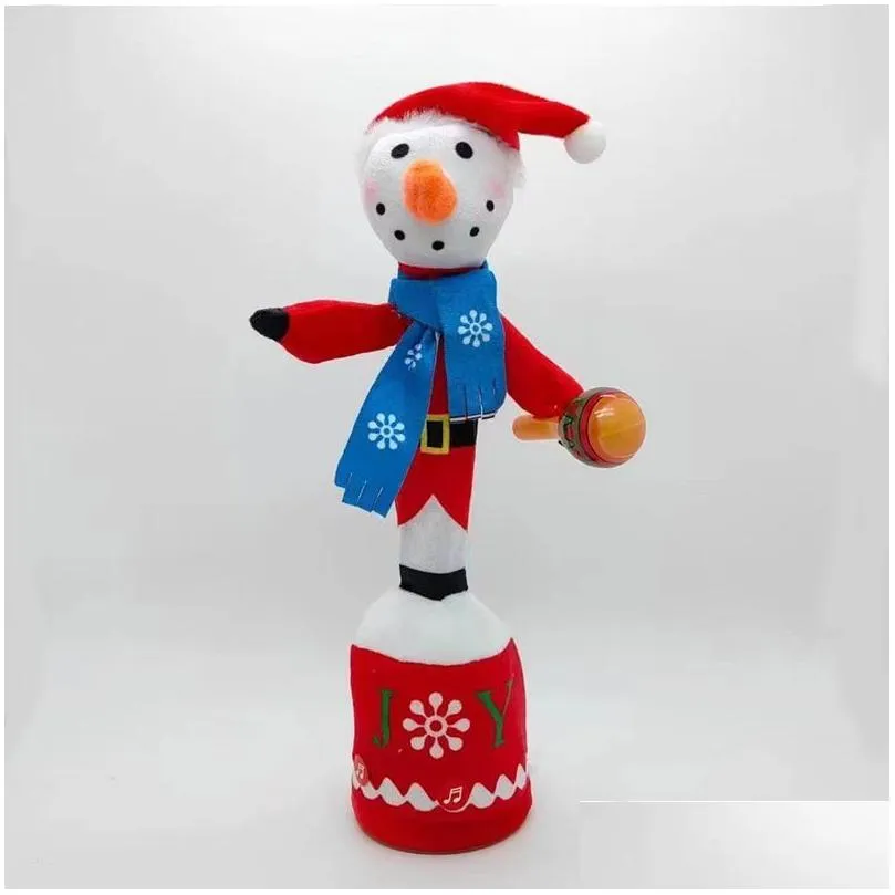 New Electric Toy Santa Snowman Dancing Cactus Sand Sculpture Twisting Electric Plush Toys Learning to Talk and Sing Doll 1028