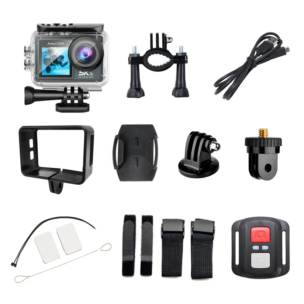 5k waterproof sports camera wifi remote control camera 2.0 and1.3 dual color screen riding helmet camera dv