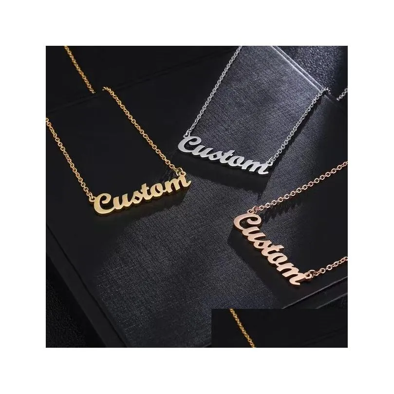 Fashion Stainless Steel Personalized Custom Name Necklace For Women Men Handmade Customized Cursive Font Chain Jewelry