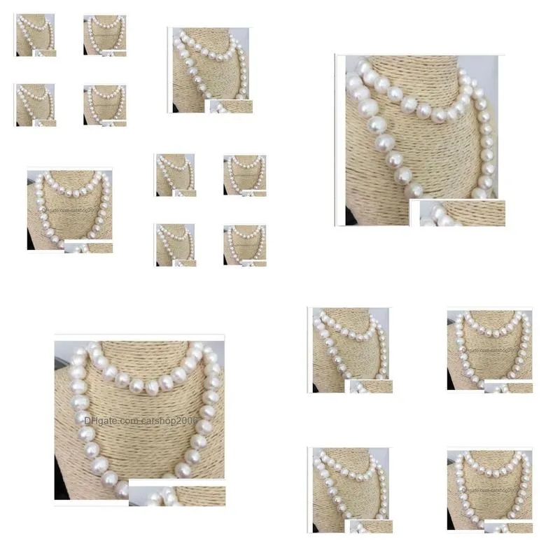 necklaces hand knotted natural 1011 mm white  water cultured pearl necklace long 90cm fashion jewelry