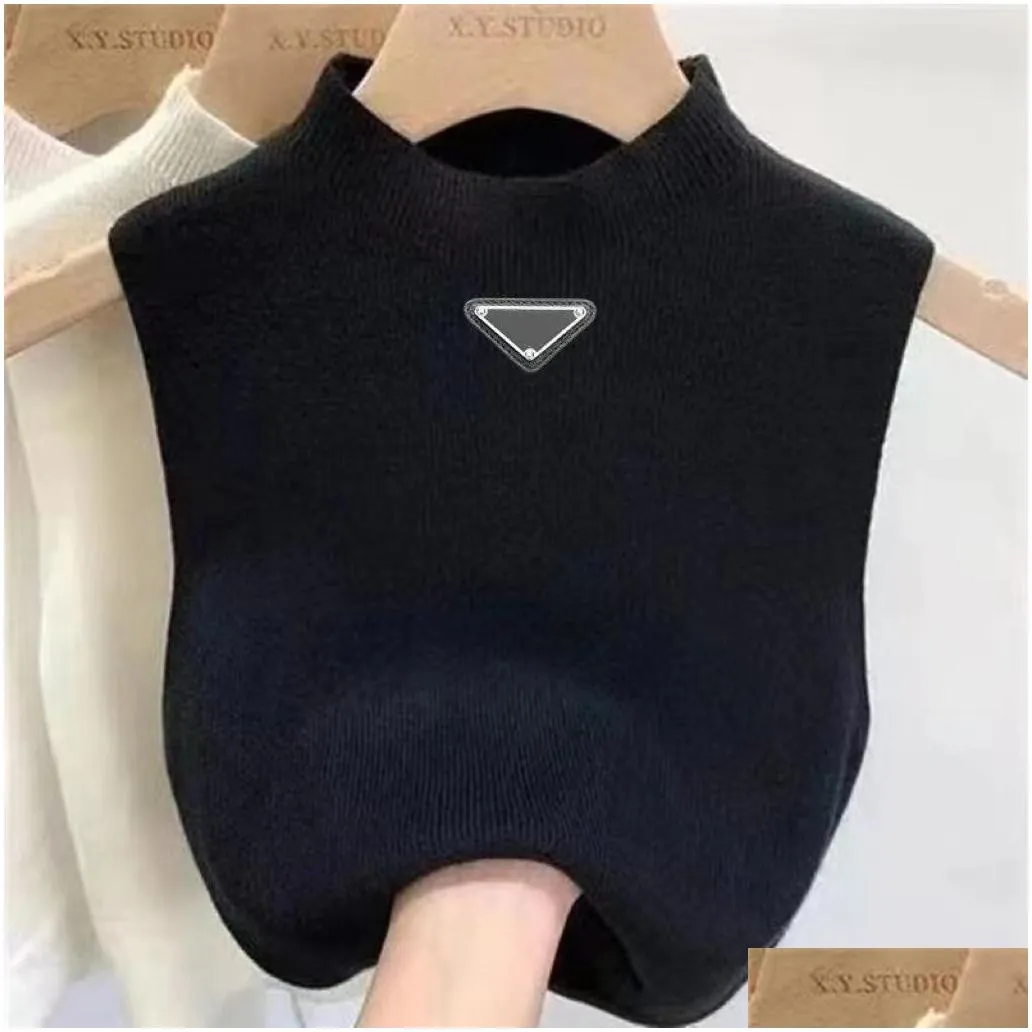 Sleeveless vest Summer vest sweater designer Women vests Tops Tees Crop Top Off Shoulder Black Tank Top Casual Sleeveless Backless size