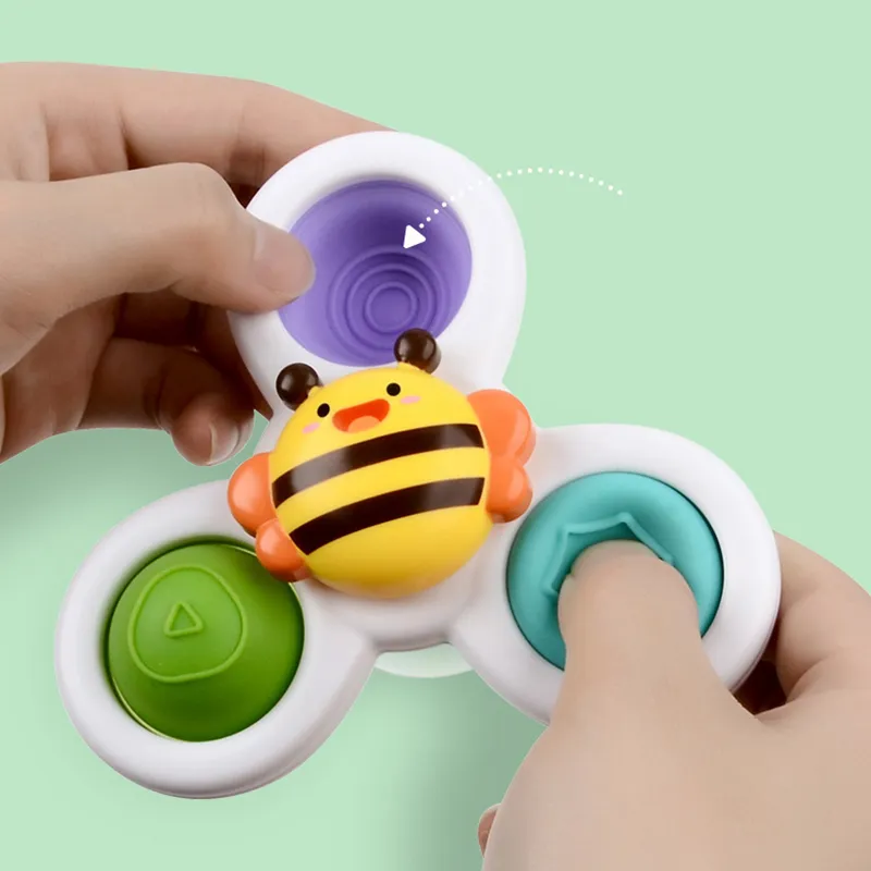 Suction Cup Spinner Toys Sun Bee Carrot Spinning Tops Toddler Toys Baby Bath Toys Sensory Toys Birthday Gift for Kids