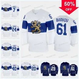 Mag MitNess MitNess Team Finland 2022 Beijing Winter Hockey Jersey Aleksander Barkov Tuukka Rask Juuse Saros Patrik Laine Kaapo Kakko Aho Esa Lindell