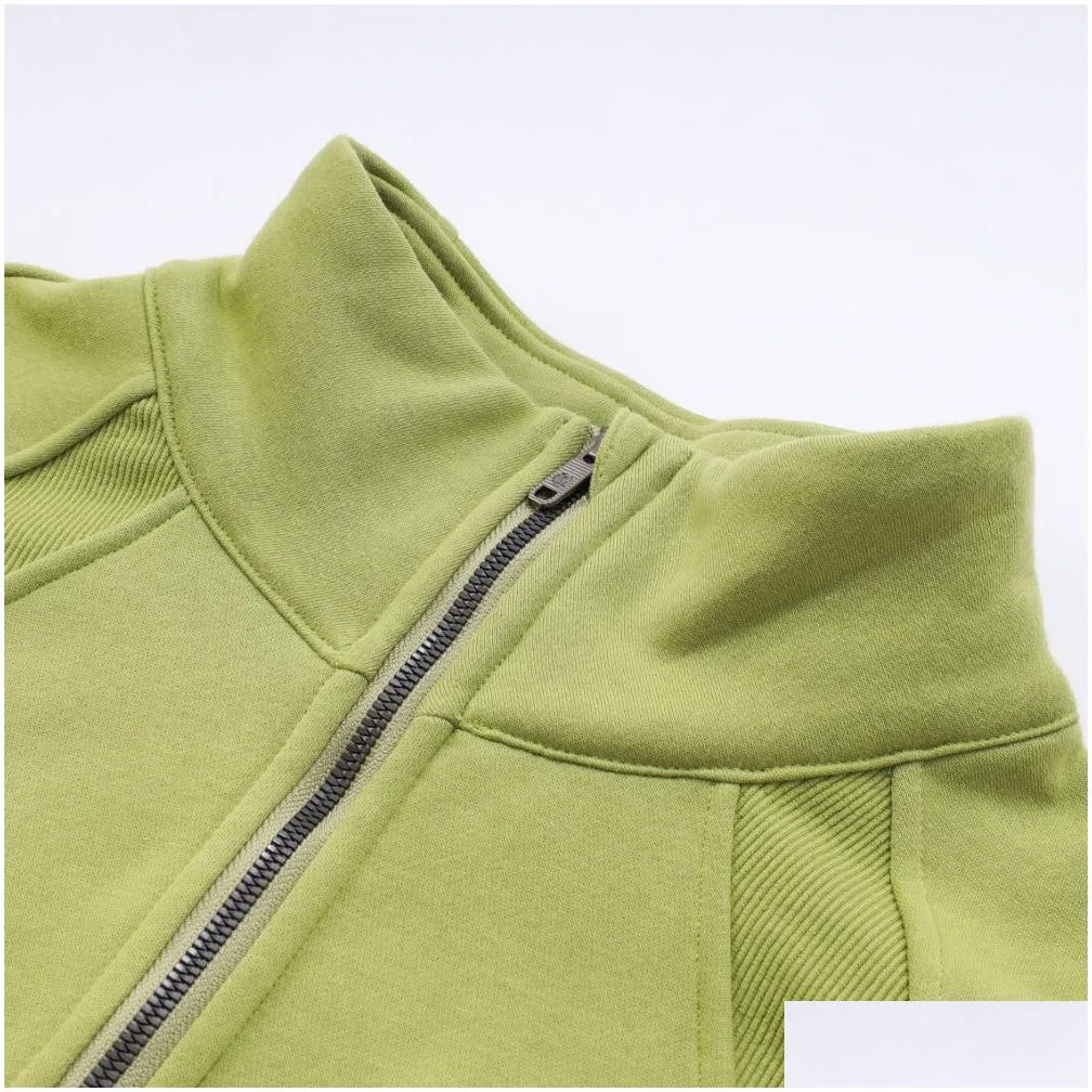 LU New Yoga Jacket SCA Half Zipper High Collar Pullover for Women`s Autumn/Winter Outwear Casual Running Warm Brushed Thickened Sports Sweater Versatile Sports