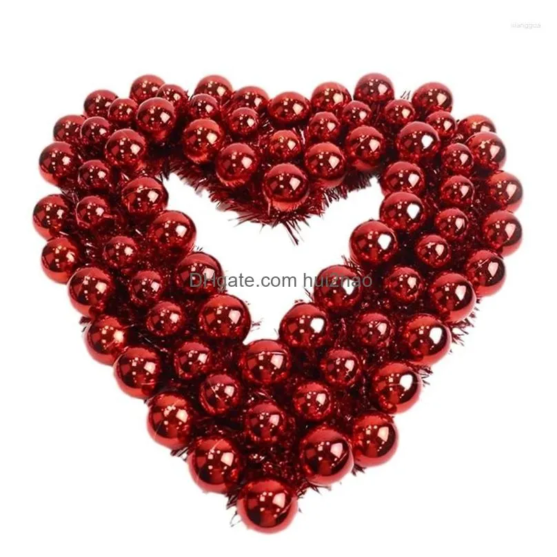decorative flowers valentines day decor wreath heart posphere for front door home 15inch