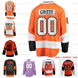 Mi08 Customize Mens Womens Kids 00 Gritty Hockey Jerseys Black Orange Custom Shirt Ladies Youth Stitched Jersey