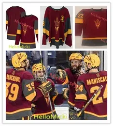 College Wears NCAA ASU Custom  State Sun Devils Stitched Hockey Jersey Brinson Joshua Maniscalco Steenn Pasichnuk William Knierim Jarrod Gourley Robbins Ev