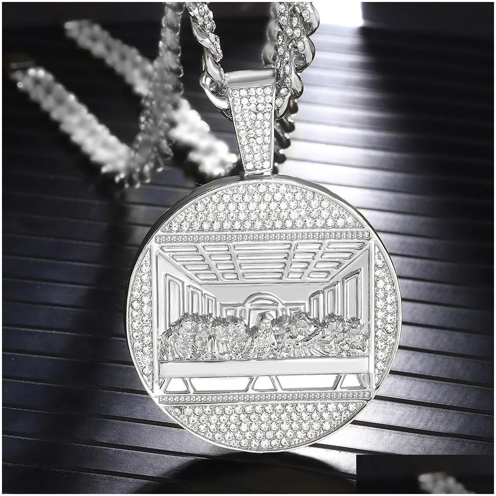 Pendant Necklaces Fl Drilling Last Supper Necklace Mens Jewelry Iced Out Cuban Link Fashion Men Hip Hop Drop Delivery Ot1Ao