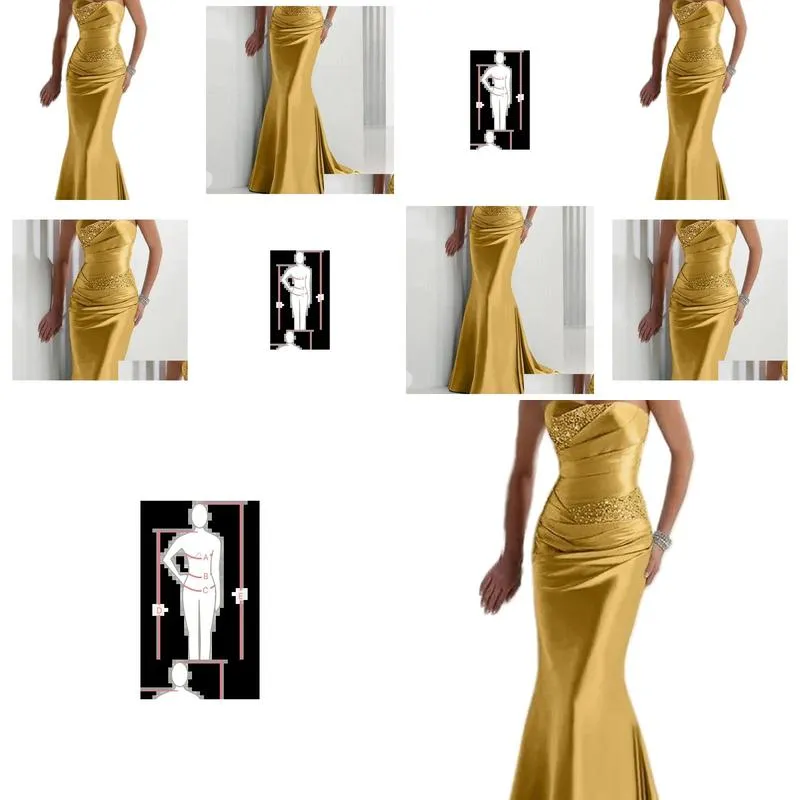 Prom Dresses 2024 Aso Ebi Gold Mermaid Dress Sweetheart Beaded Satin Evening Formal Party Second Reception Birthday Engagement Gowns D Otauf