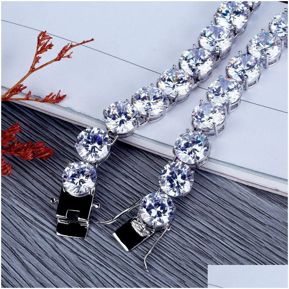 Tennis Hip Hop Jewelry Diamond Tennis Bracelet Iced Out Chains Mens Bracelets Luxury Designer Bangle Love Wedding Gifts 1Row 10Mm Dro Otzcm