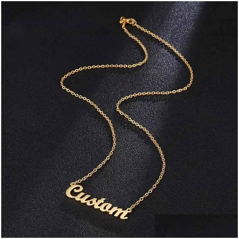 Fashion Stainless Steel Personalized Custom Name Necklace For Women Men Handmade Customized Cursive Font Chain Jewelry