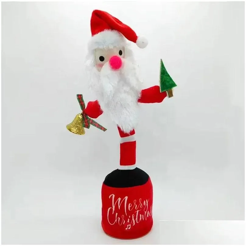 New Electric Toy Santa Snowman Dancing Cactus Sand Sculpture Twisting Electric Plush Toys Learning to Talk and Sing Doll 1028