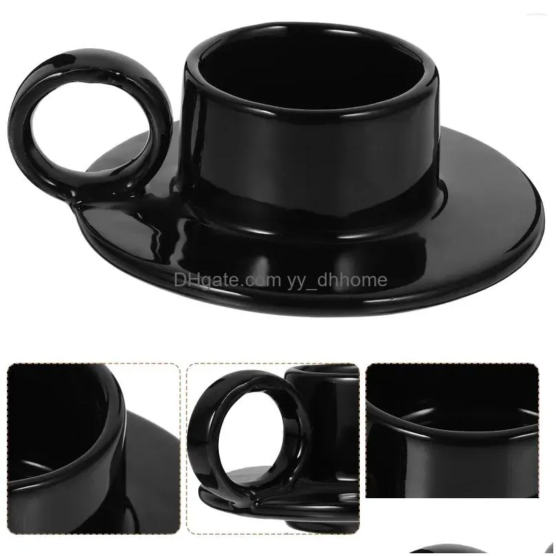 candle holders ceramic one-piece cup saucer stick decorative holder with handle