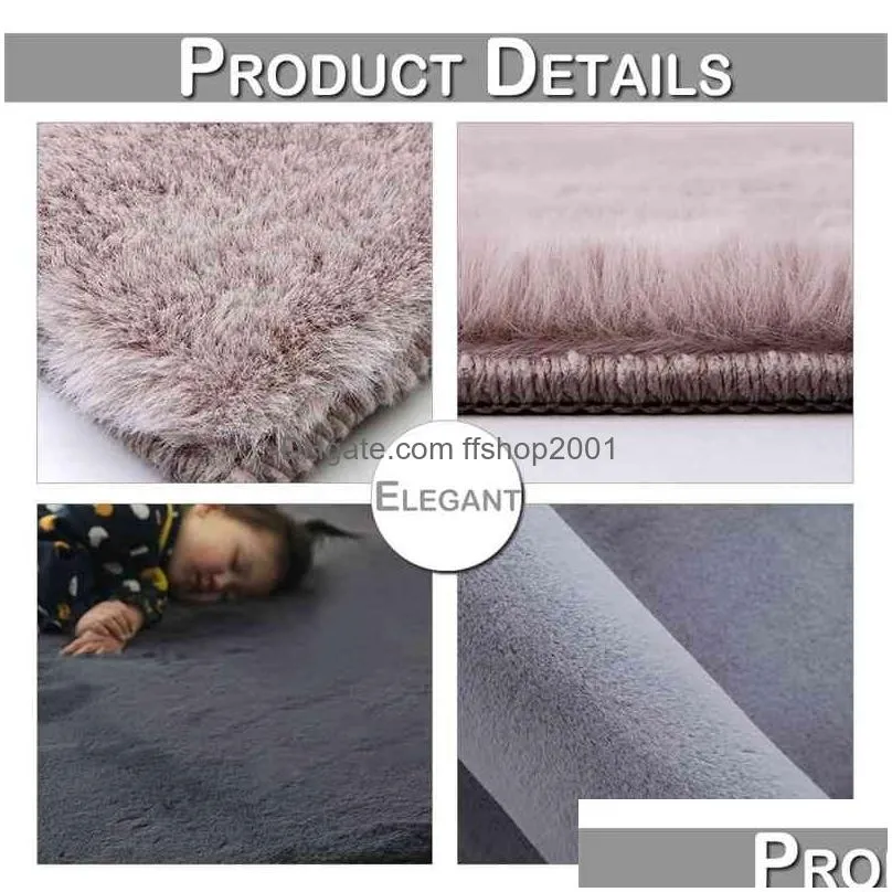 super soft fluffy rug large area mat faux fur rug home decor modern solid rabbit shaggy fur carpet for living room bedroom t200111