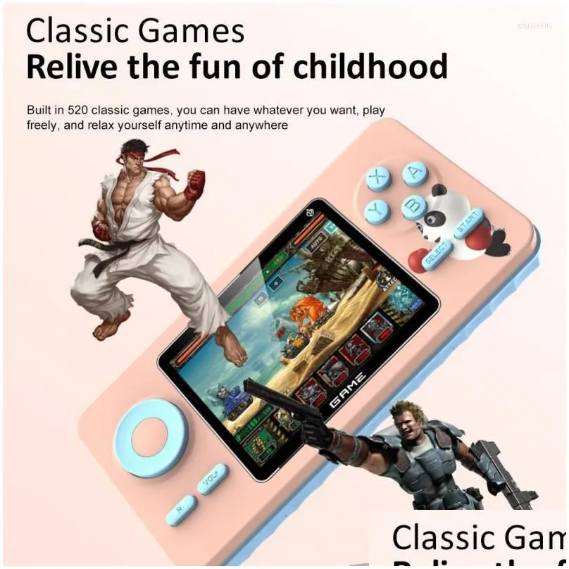 Mini Game Player Video Games Ergonomic Accessories 520-in-1 Handheld Console Built-in 520 8-bit Portable