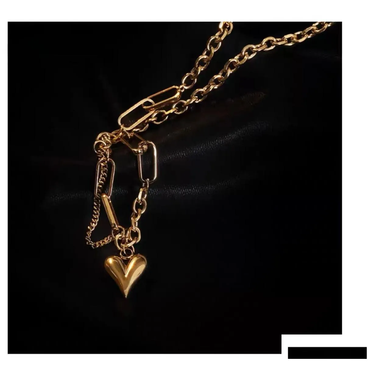 Pendant Necklaces European And American Retro Hip-Hop Fashion Niche Ins Trend Temperament K Gold Female Necklace Drop Delivery Jewelry Dhiuu