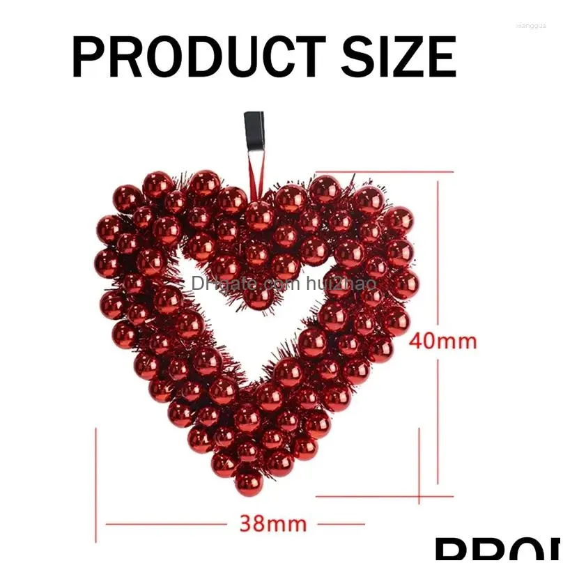 decorative flowers valentines day decor wreath heart posphere for front door home 15inch