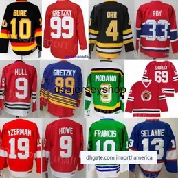 Hockey Jersey Vintage CCM Jerseys 4 Bobby Orr 9 Hull 99 Wayne Gretzky 13 Teemu Selanne 33 Patrick Roy 10 Ron Francis Gordie Howe 19 Steve Yzerman