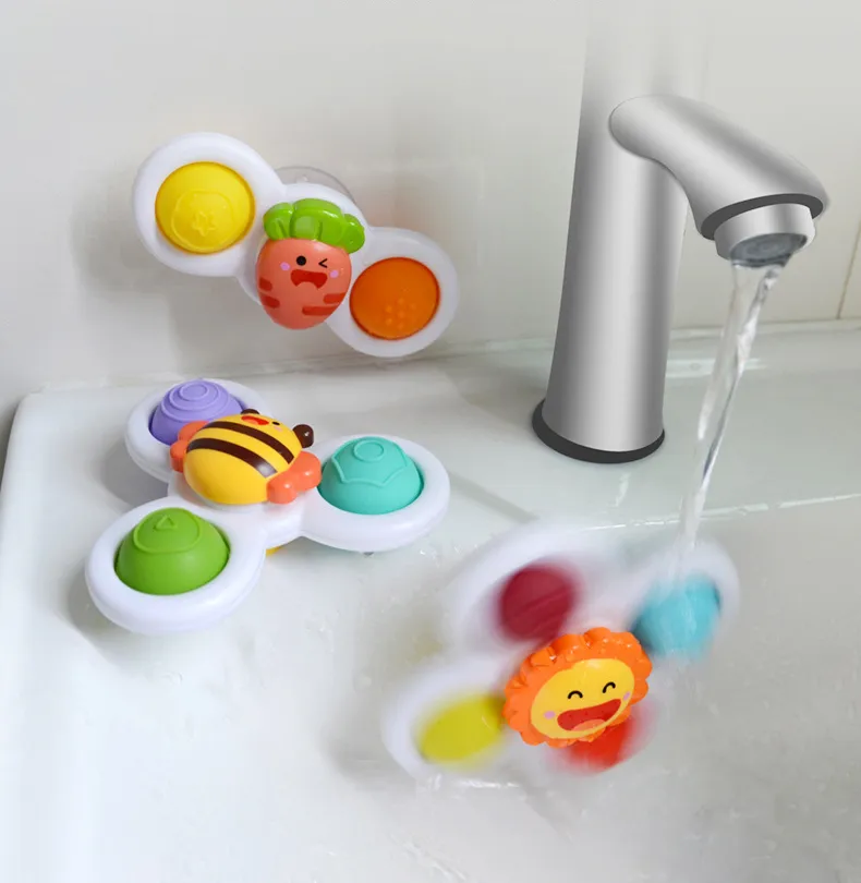 Suction Cup Spinner Toys Sun Bee Carrot Spinning Tops Toddler Toys Baby Bath Toys Sensory Toys Birthday Gift for Kids