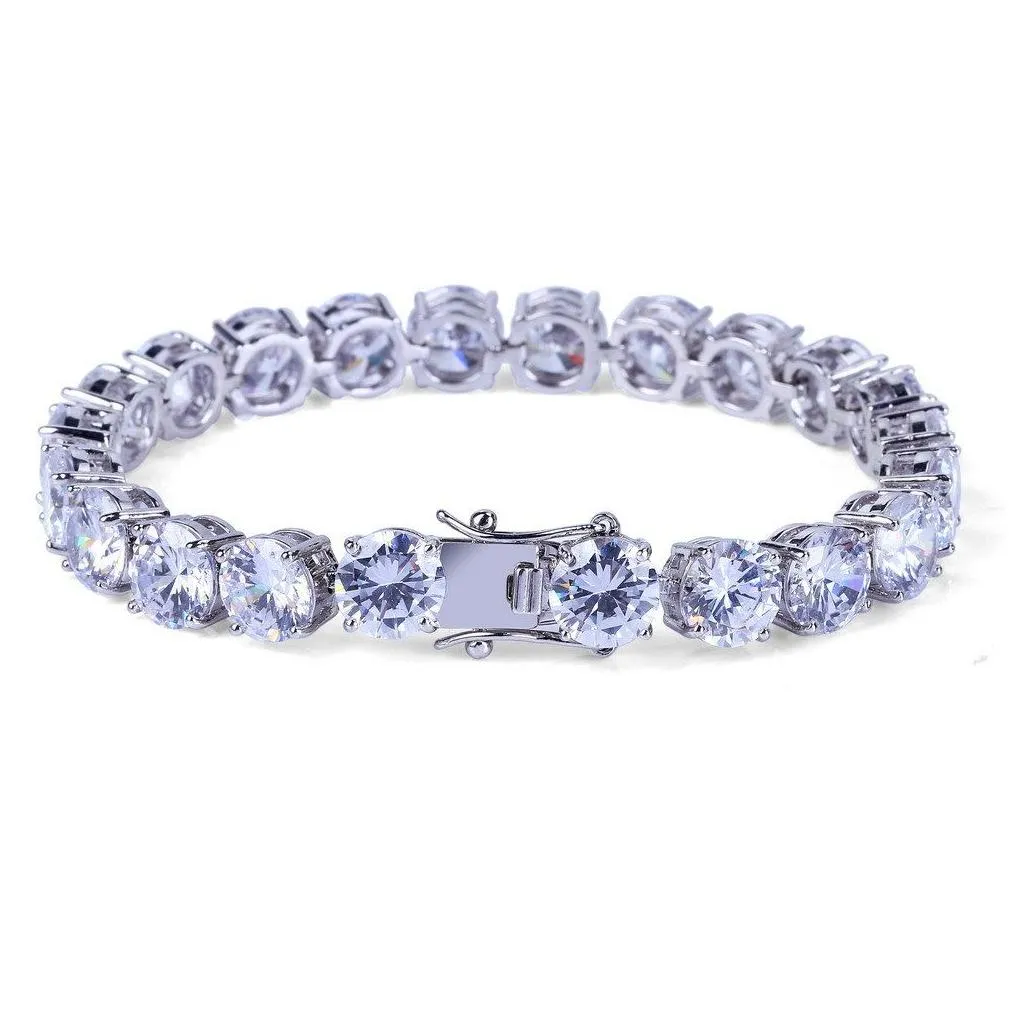 Tennis Hip Hop Jewelry Diamond Tennis Bracelet Iced Out Chains Mens Bracelets Luxury Designer Bangle Love Wedding Gifts 1Row 10Mm Dro Otzcm