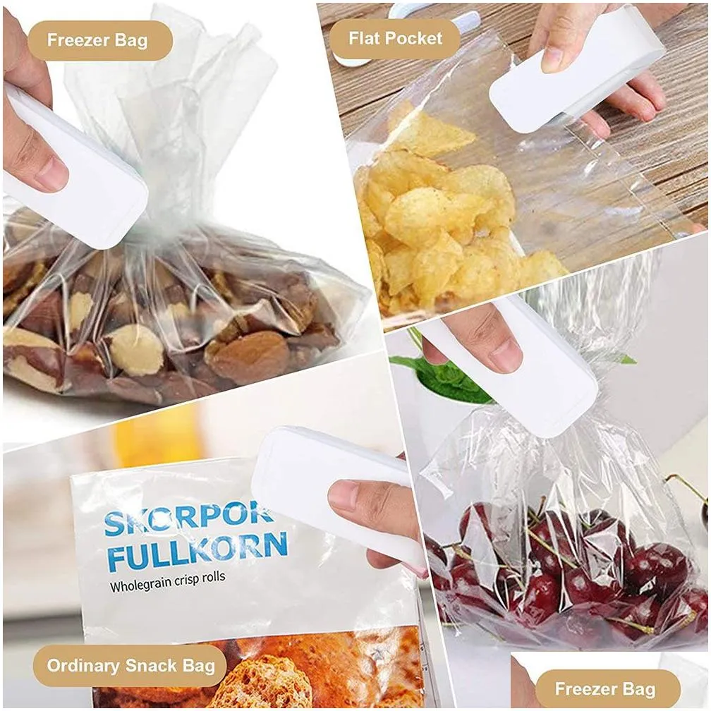 Bag Clips Heat Sealing Bag Hine Package Sealer Bags Thermal Plastic Food Closure Portable Packing Kitchen Accessories Drop Delivery Ho Otyi8