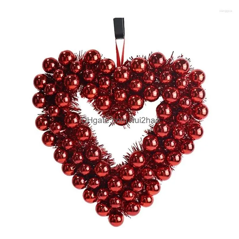 decorative flowers valentines day decor wreath heart posphere for front door home 15inch