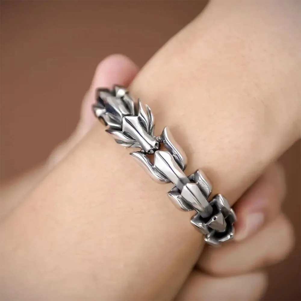 Dragon-shaped Bracelet Fashion Retro Steel Mechanic Style Link Chain Bracelet for