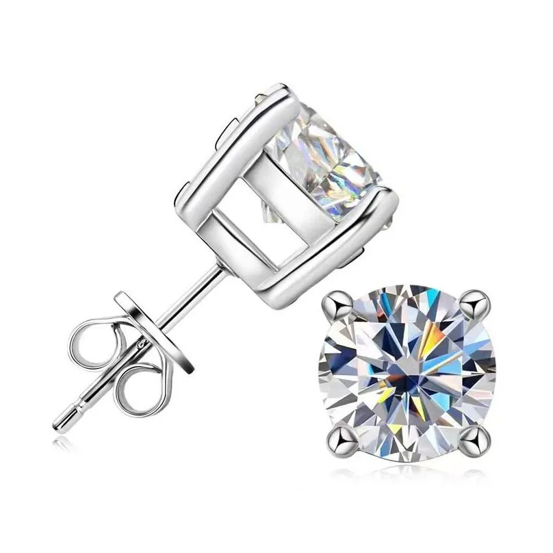 0.5-2 carat Real moissanite Moisanne stone earrings for ladies 925 sterling silver wedding Engagement anniversary gift with jewelry box and