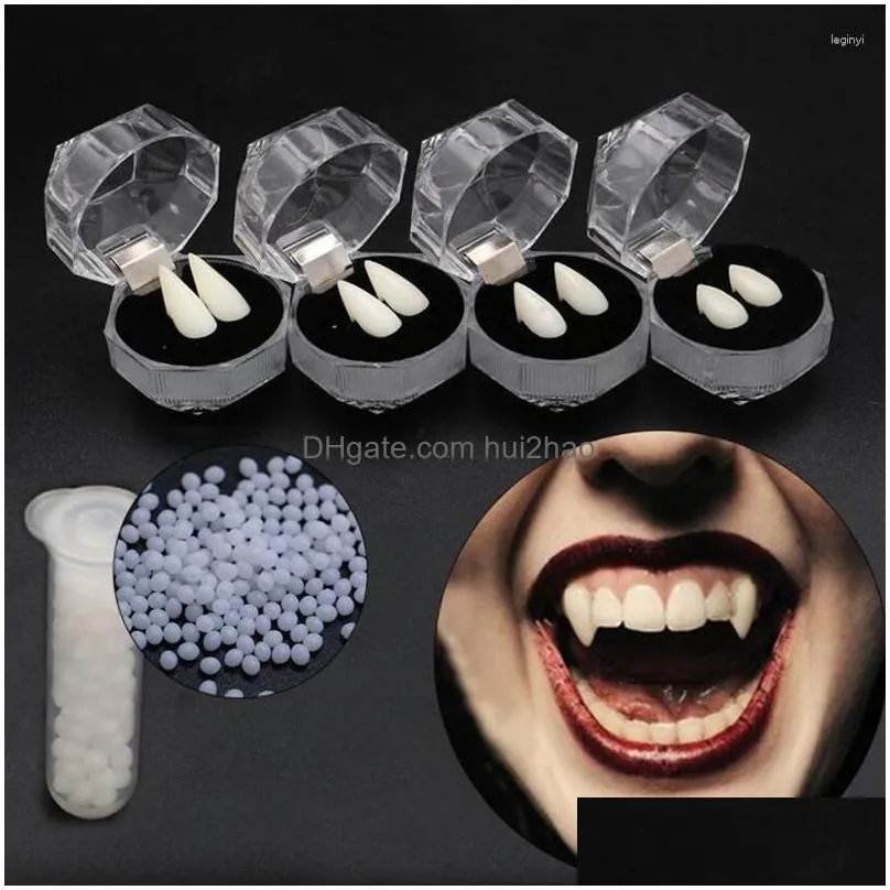 party decoration halloween vampire teeth environmentally resin a pair 1.9 cm horror denture props with tooth gel easy mount cosplay