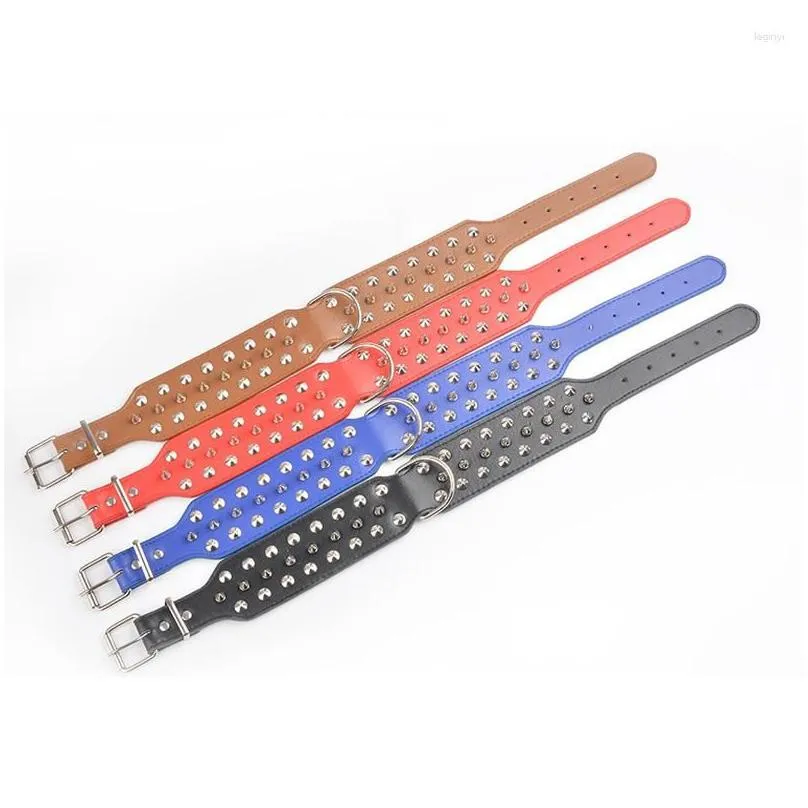 Dog Collars Adjustable Wide Spiked Collar Rivet PU Leather Cat Durable Spike Studded Pet For Small Medium Large Breed