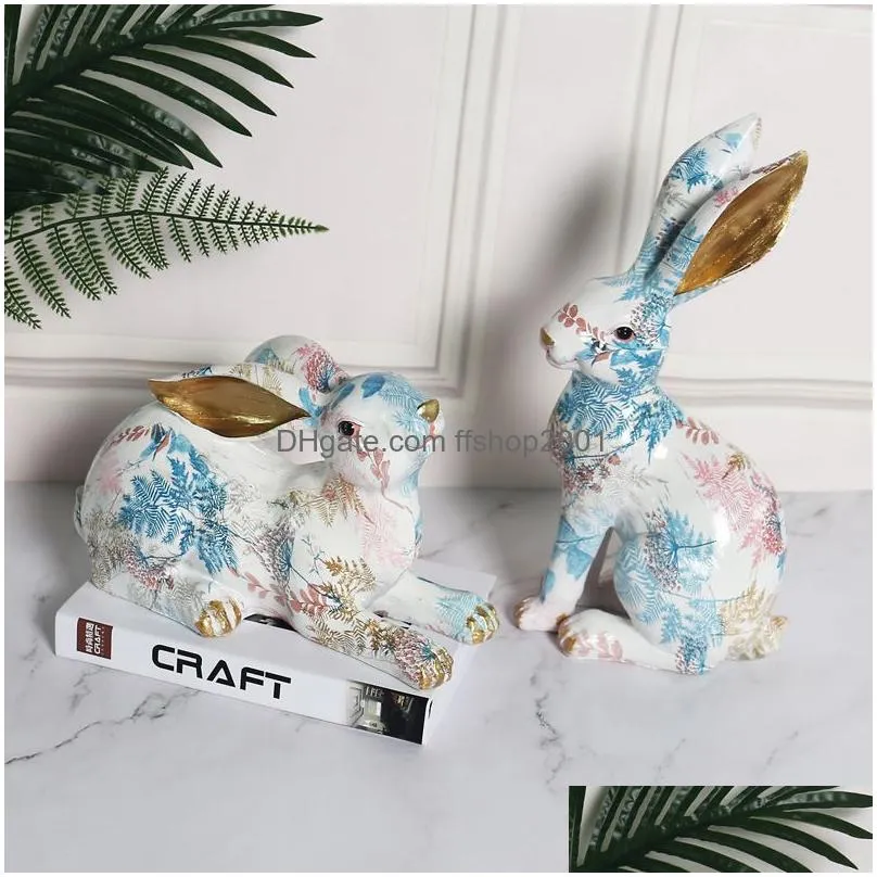 easter decor kids room decoration childrens room fairy garden rabbit home figurines kawaii room decor figurines for interior 220510