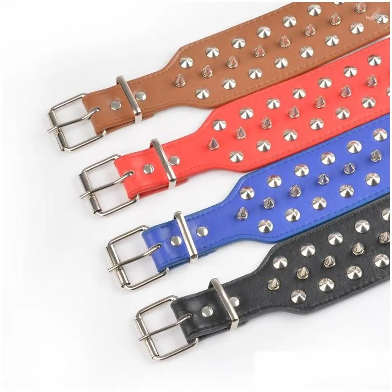 Dog Collars Adjustable Wide Spiked Collar Rivet PU Leather Cat Durable Spike Studded Pet For Small Medium Large Breed