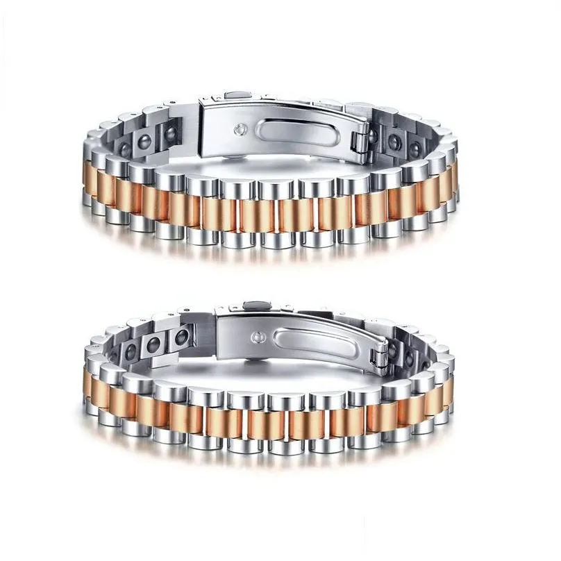 Cuff Black Hematite Magnetic Therapy Watchband Bracelet For Men Stainless Steel Link Bracelets Gift Him Her Cx200731230P Drop Deliver Otvxg