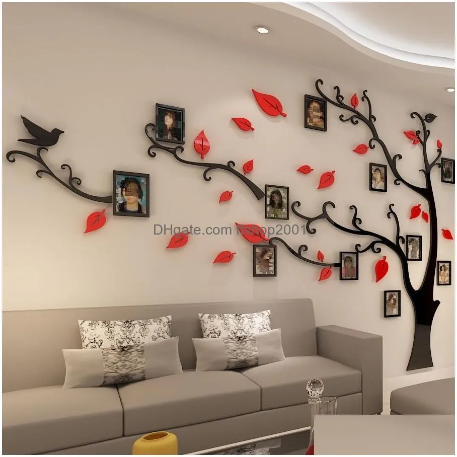 wall stickers tree p o frame sticker diy mirror wall decal home decoration living room bedroom poster tv background wall decor