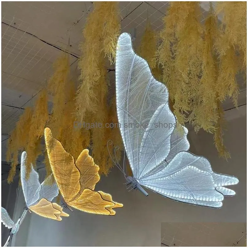 other event party supplies luminous butterfly wings pendant ceiling decoration wedding road guide el stage lights birthday 230808